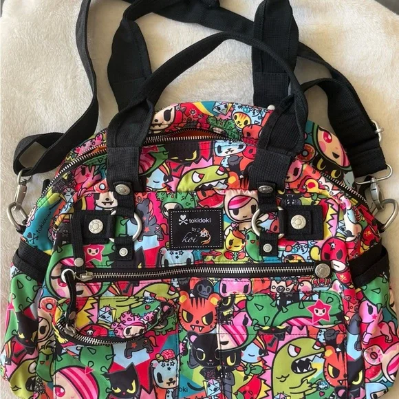 Tokidoki Red and Pink Totes with Playful Cartoon Designs - Picture 2 of 3